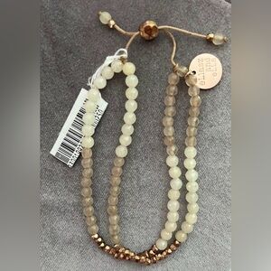 Cream and Tan Beaded Necklace
